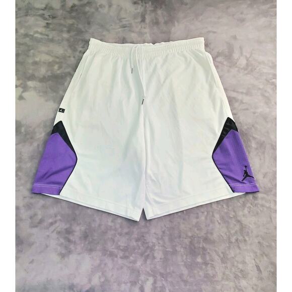 Nike Jordan Shorts Mens Size XL White Purple Basketball Jumpman Logo C23-26 - Picture 1 of 10